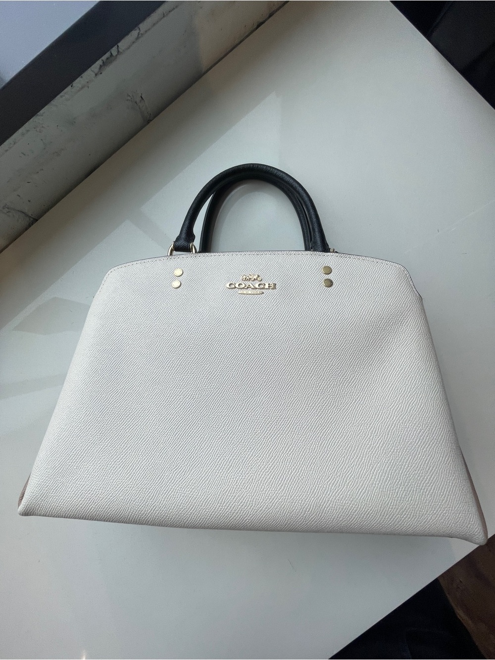 Coach Cream and Black Lillie Carryall Shoulder Bag